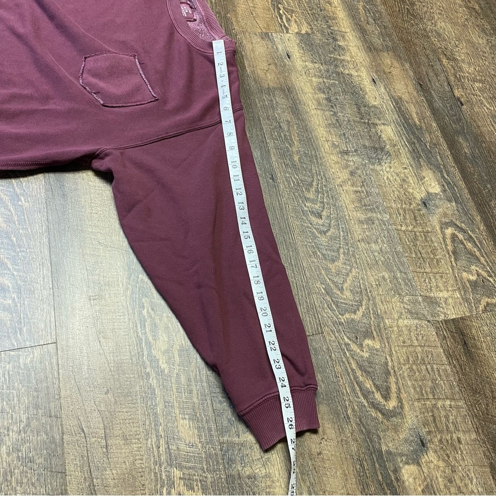 Aerie The Chill Crewneck Sweatshirt Women Medium Oversized Wine Long Sleeve Cozy - Picture 8 of 11